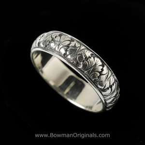 Handmade Sterling Silver Acanthus Leaf Ring Band by Ned Bowman of Bowman Originals, Sarasota
