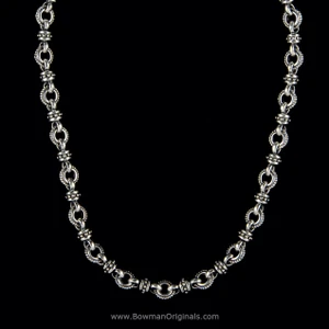 Sundial Necklace handmade in Sterling Silver with 10 mm chain links, Bowman Originals, front view, 6602s