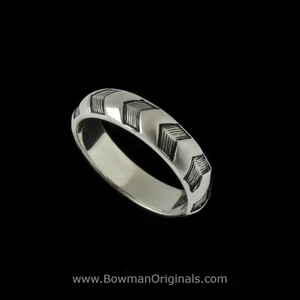Sterling Silver Chevron Band Ring, 5.5mm wide, handmade by Bowman Originals, Sarasota, Florida