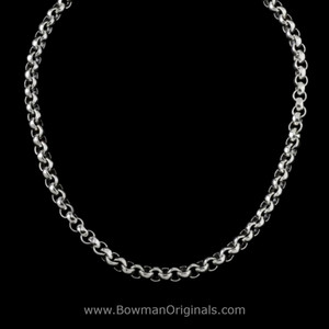 Neptune Link Layering Chain Necklace in Sterling Silver, 1/4 inch wide, handmade by Bowman Originals in Sarasota, Florida
 Neptune Link Layering Chain Necklace in Sterling Silver, 1/4 inch wide, handmade by Bowman Originals in Sarasota, Florida
