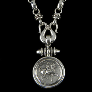 Lady Godiva Necklace Pendant handmade  in Sterling Silver by Bowman Originals, Sarasota, 941-302-9594. Lady Godiva Necklace Pendant handmade  in Sterling Silver by Bowman Originals, Sarasota, 941-302-9594.