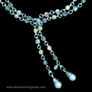 Lion Belt Chain Link Necklace  Sterling Silver 18k Gold Pearls | BowmanOriginals