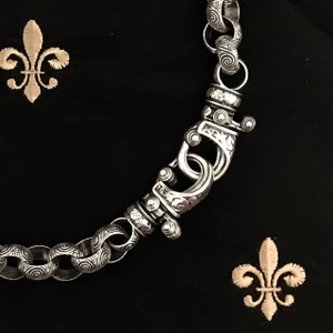 Two Hook Necklace. Sterling Silver. 13 mm links. Handmade in the Bowman Originals Workshop in Sarasota, Fl. 

