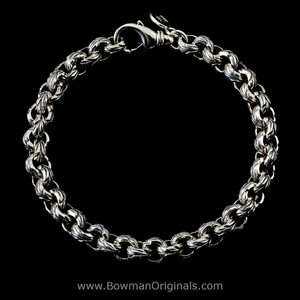 Leaf Chain Link Stacking Bracelet in Sterling Silver by Bowman Originals, handmade in Sarasota, Florida, USA
 Leaf Chain Link Stacking Bracelet in Sterling Silver by Bowman Originals, handmade in Sarasota, Florida, USA