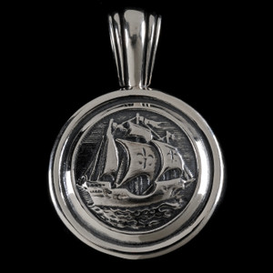 This Sterling Silver Spanish Galleon pendant is a perfect representation of courage, ambition, and the romance of the high seas. Handmade in the USA. 100% Guarantee.Call or text 941-302-9594. www.BowmanOriginals.com This Sterling Silver Spanish Galleon pendant is a perfect representation of courage, ambition, and the romance of the high seas. Handmade in the USA. 100% Guarantee.Call or text 941-302-9594. www.BowmanOriginals.com