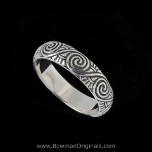 Sterling Silver Celtic Spiral Band Ring , 3/16 inch (5mm) wide, Handmade by Bowman Originals, Sarasota, Florida.
