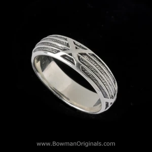 Sterling Silver Harvest Band Ring, 1/4 inch (6.5mm) wide, handmade by Bowman Originals, Sarasota, Florida
