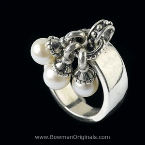 Handmade Sterling Silver Pearl Pendant Ring by Bowman Originals, Sarasota, Florida
