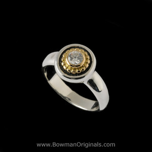 Handmade Sterling Silver and 18k Gold Diamond Ring by Bowman Originals
 Handmade Sterling Silver and 18k Gold Diamond Ring by Bowman Originals