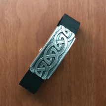 Celtic Wave Slide Bracelet, Silver, Leather Celtic Wave Slide Bracelet, Silver, Leather