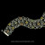 Handmade Laurel Leaf Bracelet in sterling silver and 18k gold with peridot and vitreous enamel by Bowman Originals, front view

