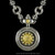 Sundial pendant necklace handcrafted in Sterling Silver with 18k Gold accents by Bowman Originals, pendant detail
