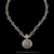 Sundial Garnet and Diamond necklace with 10 mm Sterling Silver links by Bowman Originals, chain detail
