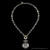 Lady Godiva chain link necklace in Sterling Silver, 18k Gold and Diamond  handmade by Bowman Originals, full view
