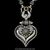 Almandine Garnet necklace in Sterling Silver and 18k Gold with sculptural heart, pendant detail
