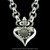Sterling Silver heart chain link necklace with 1 1/2-inch handcrafted pendant, heart detail
