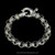 Laurel Leaf Hook Bracelet in Sterling Silver with Black Vitreous Enamel, handmade by Bowman Originals, left side view