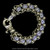 Sterling Silver and Blue Enamel Rolled Laurel Leaf Hook Bracelet handmade by Bowman Originals, front view
