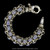 Sterling Silver and Blue Enamel Rolled Laurel Leaf Hook Bracelet handmade by Bowman Originals, detail view

