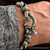 For men and women, Sterling Silver, Black Enamel and Diamond Hook Bracelet handmade by Bowman originals.