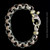 Sterling Silver, 18k Gold and Brown Enamel Laurel Leaf Hook Bracelet handmade by Bowman Originals, front view
