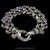 Handmade Sterling Silver Rolled Laurel Leaf Link Hook Bracelet with 18k Gold, Amethyst, and Enamel by Bowman Originals
