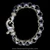 Sterling Silver Laurel Leaf Link Hook Bracelet with Blue Vitreous Enamel handmade by Bowman Originals, left side view.
