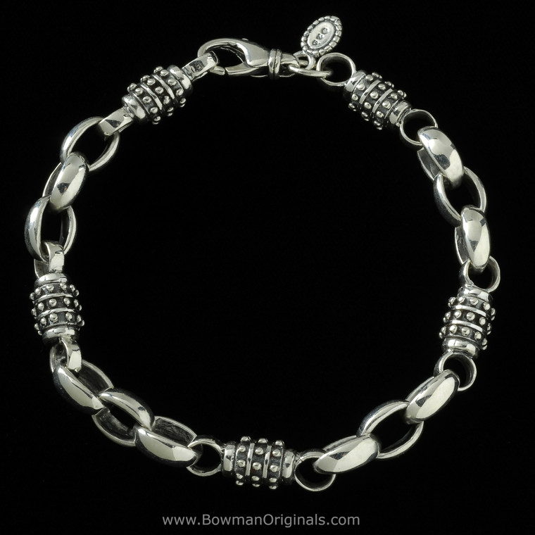 Sterling Silver Chain Link Achilles Bracelet | 3/8 inch (9mm) wide | Handmade by Bowman Originals, full view