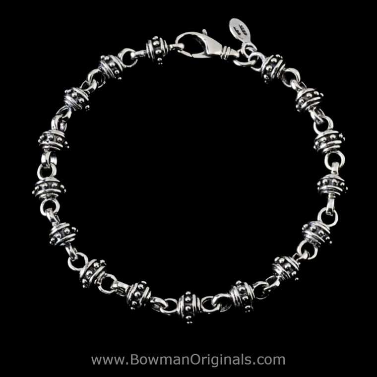 Pegasus Chain Link Stacking Bracelet handmade in sterling silver by Ned Bowman, Bowman Originals, Sarasota, Florida Pegasus Chain Link Stacking Bracelet handmade in sterling silver by Ned Bowman, Bowman Originals, Sarasota, Florida