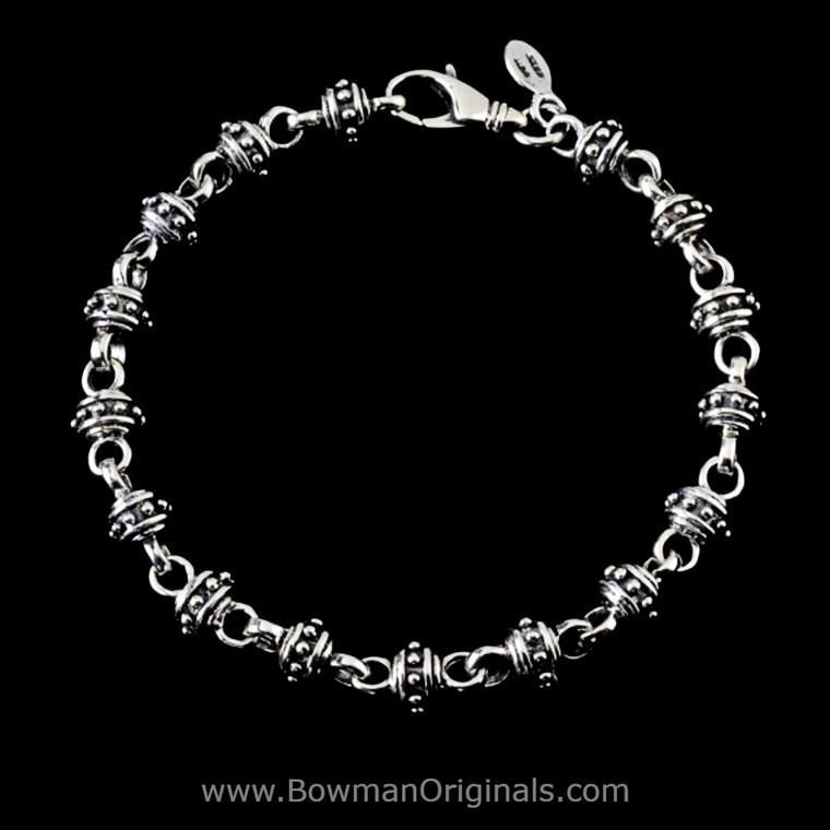 Sterling Silver Chain Link Stackable Pegasus Bracelet, 5/16 inch (7.5mm) wide, Handmade by Bowman Originals, front view