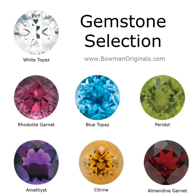 Customize yours. Create your custom pendant. Select a Gemstone from the Gemstone Color Chart at Bowman Originals
