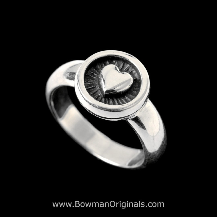 Sterling Silver Heart Ring handmade by Bowman Originals, Sarasota, Florida, USA