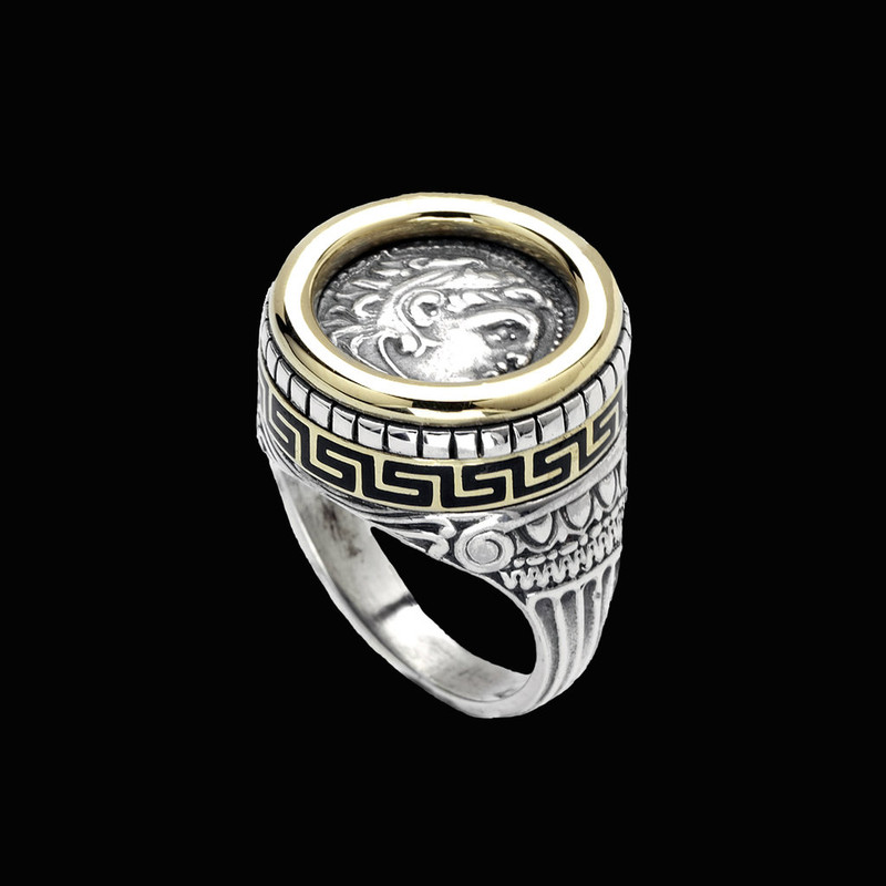 Alexander the Great Ring, Sterling Silver, 18 k Gold, Enamel by Bowman Originals, Sarasota, 941-302-9594