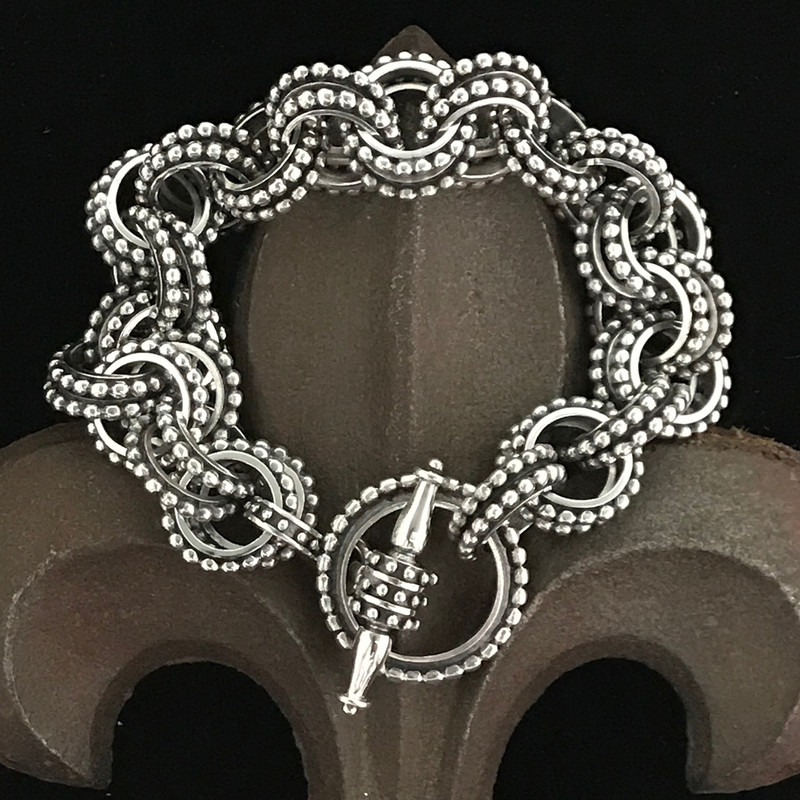 Sterling Silver handmade double link bracelet with secure and attractive toggle bracelet by Bowman Originals, Sarasota, 941-302-9594.