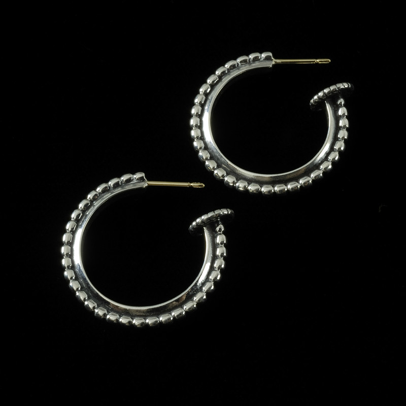 Hoop Earrings with Crosses in Silver by Bowman Originals, USA
