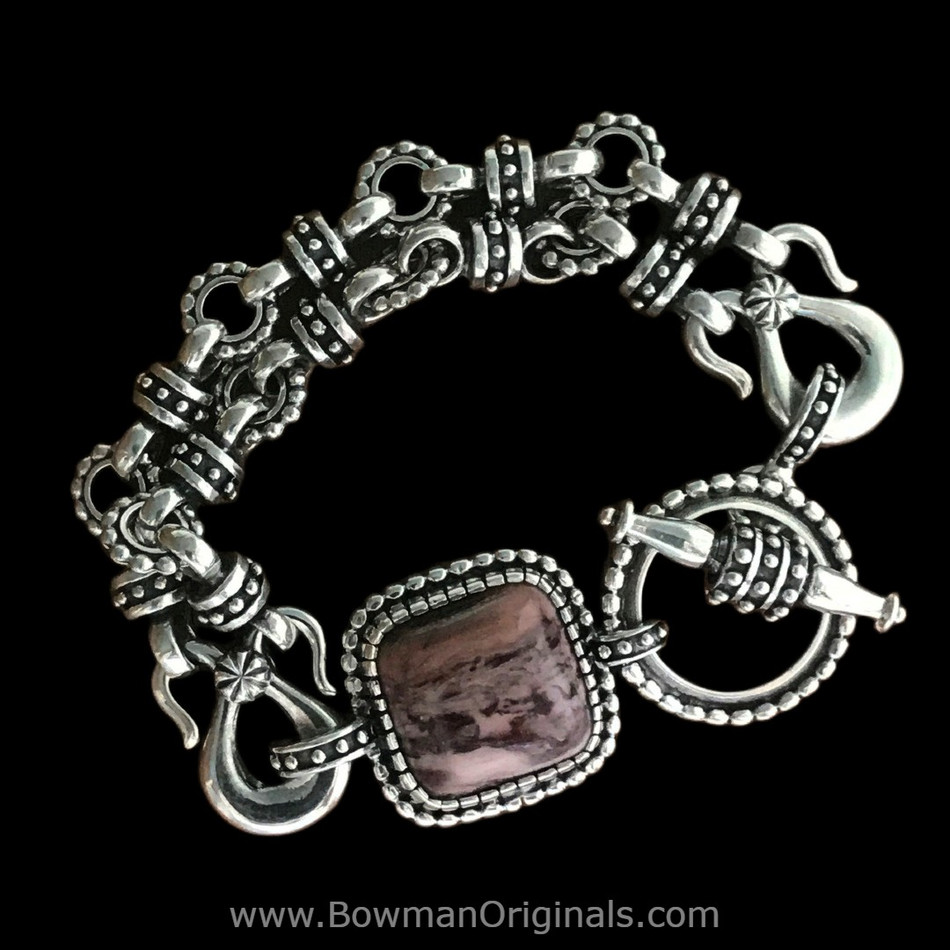 アクセサリー hobo Cobblestone Silver Bracelet Kona Dolomite Sterling Silver Toggle Bracelet | Handmade