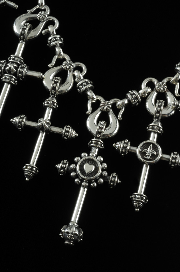 Seven Cross Necklace handmade in Silver by Bowman Originals, USA