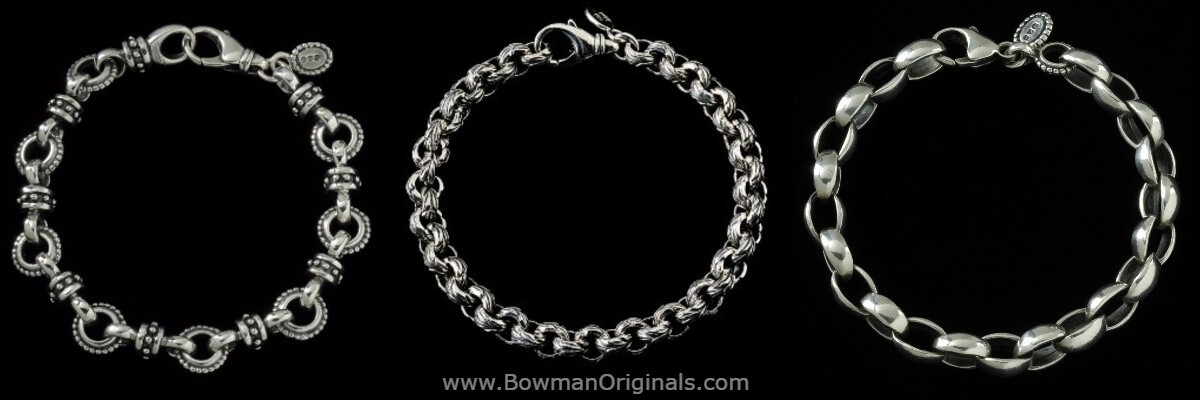 Handcrafted artisan Stacking Bracelet Collection in Sterling Silver and 18k Gold by Ned Bowman of Bowman Originals
