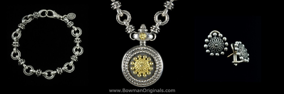 Artisan handcrafted sterling silver and 18k gold Sundial Collection by Ned Bowman Originals