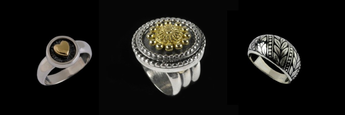 Collection of Handcrafted Sterling Silver and 18k Gold Rings by Bowman Originals, Sarasota