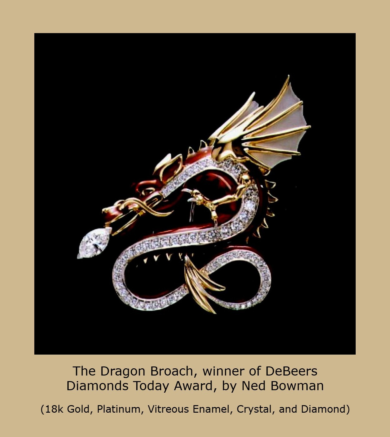Dragon Broach by Ned Bowman winner DeBeers Diamonds Today Award