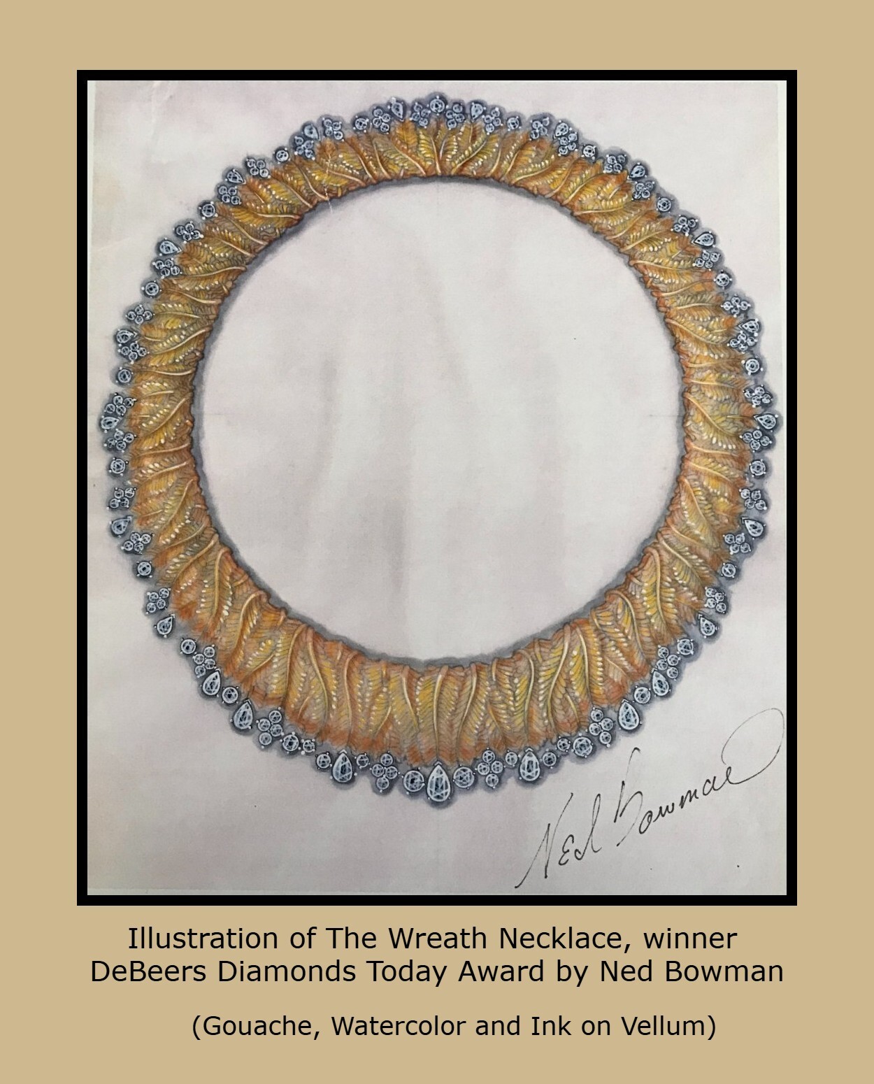 Wreath Necklace illustration by Ned Bowman, winner DeBeers Diamond Today Awards
