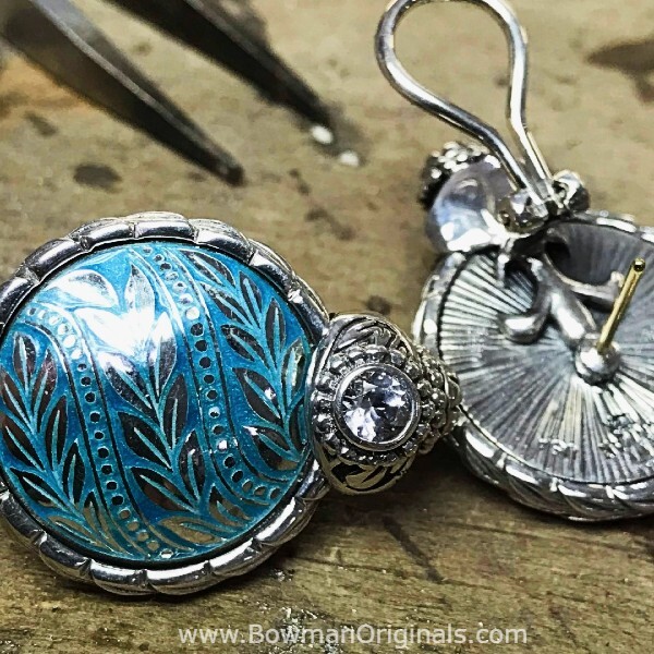 laurel-leaf-enamel-sterling-silver-button-earrings-handmade-ned-bowman-originals-sarasota.jpg