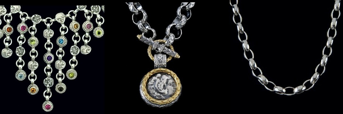 Handmade Sterling Silver and Gold Necklace and Chain Collection by Bowman Originals