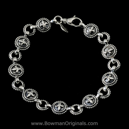 Fleur de Lis Chain Link Bracelet – Handmade Sterling Silver