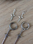 Gothic Sword Hoop Earrings with Celestial Star Charms, Interchangeable 316L Surgical Steel Jewelry