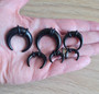 1 Silver + 1 Black Titanium Steel Septum Pincher Rings Horseshoe Gauges Stretching 00g 0g 2g 4g 6g 8g 10g 12g 14g taper jewelry piercing