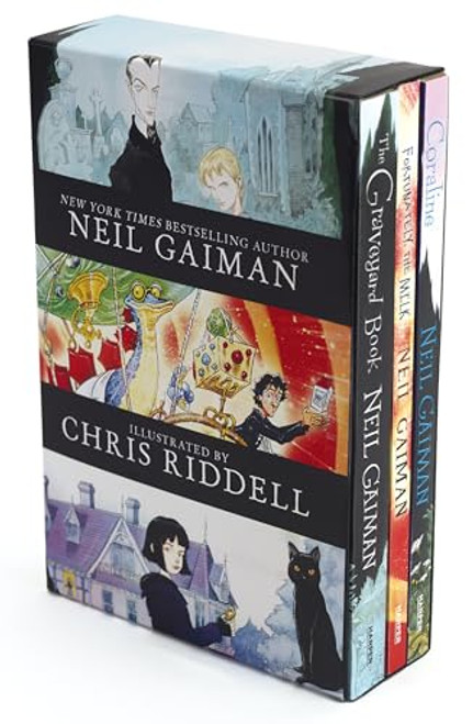Neil Gaiman/Chris Riddell 3-Book Box Set: Coraline; The Graveyard Book; Fortunately, the Milk By Neil Gaiman - Boxed Set