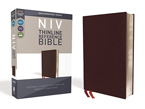 NIV, Thinline Reference Bible, Bonded Leather, Burgundy, Red Letter Edition, Comfort Print By Zondervan - Bonded Leather