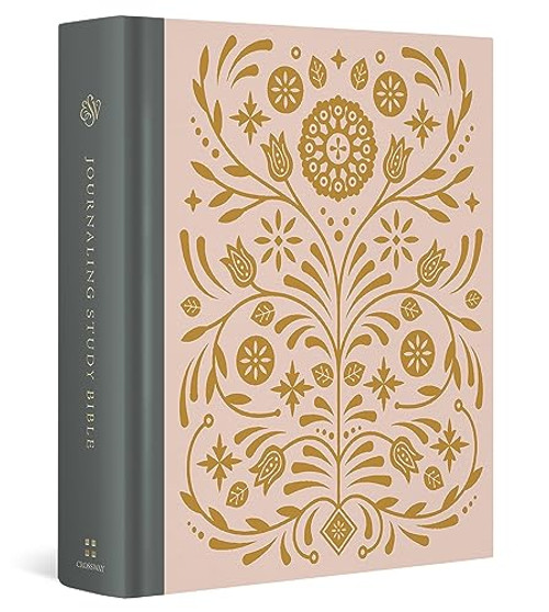 ESV Journaling Study Bible (Cloth Over Board, Blush/Ochre, Floral Design) By Wayne Grudem - Hardcover